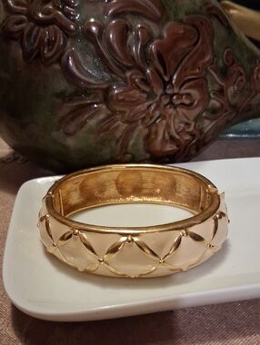 Joan Rivers Gold and Cream Quilted Bangle Bracelet